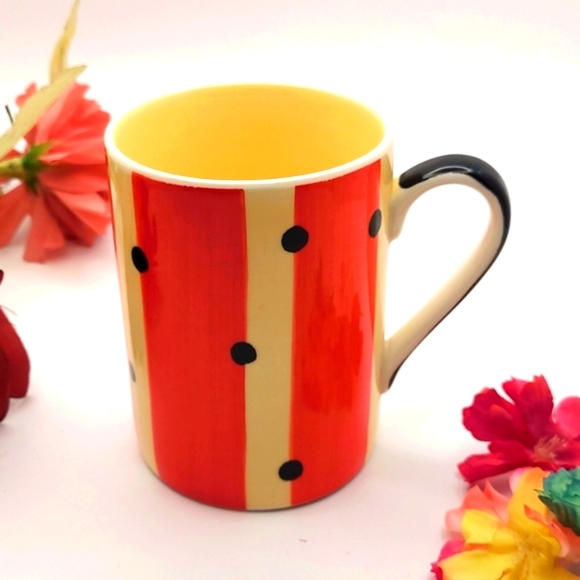 Handpainted Whittard of Chelsea stripes and dots mug - Picture 1 of 8